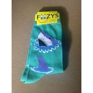 Foozys Great White Shark Pattern Ocean Theme Men's Socks Size 10-13 NWT